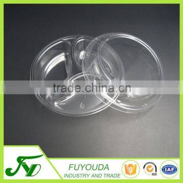 Food grade PET material disposable 3-compartments plastic salad bowl