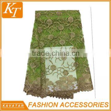 Kavatar Brand Unique Cheap Green Guipure Lace Fabric