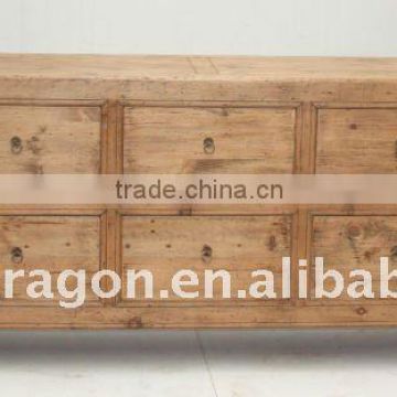 Chinese Antique Rustic Reclaimed Wood Sideboard Ten Drawers