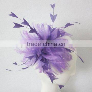 Fashion lilac feather fascinator on comb