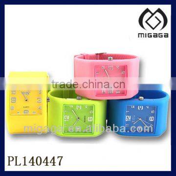 2014 colorful silicone watch square case watch wide band silicone watch