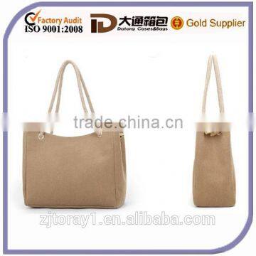 Custom Simple Design Rope Handle Flax Shopping Bag