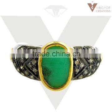 2015 New Design Chrysoprase Ring Women 92.5 Sterling Silver Ring Jewelry Wholesale Handmade Jewelry Supplier