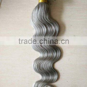 100% Peruvian Remy Human Hair Weft Real Virgin Peruvian Hair Extensions 16" Grey color