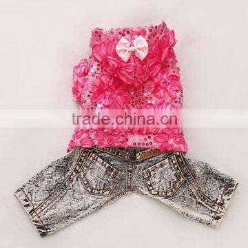Spring Sequins Yarn Denim Cloth Dog Apparels With Four-legs photo-4