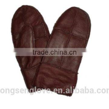 HS143 NEW! Brown Men's 100% REAL SHEEPSKIN SHEARLING NICE & WARM REAL LEATHER Glove& Mitts photo-5