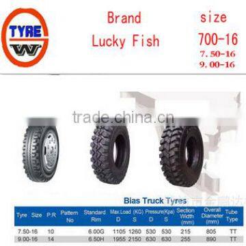 Lucky Fish brand 900-16 PATTERN: LUG,RIB,MAX ,Bias TYRE design,LIGHT TRUCK