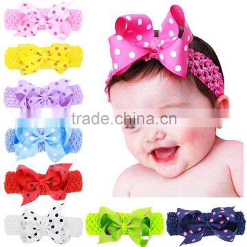 Deshine Big Ribbon Dot Bow Headband For Baby ZX1670