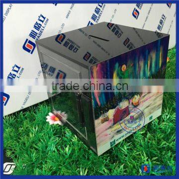 Custom donation boxes with lock & acrylic donation collection box / acrylic charity donation box