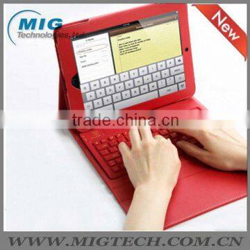 High End Leather Case for Ipad3 With Bluebooth Keyboard, for Ipad 2 Case
