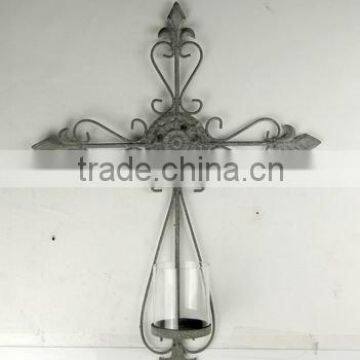 cross metal wall sconce