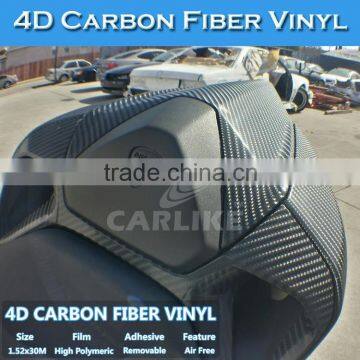 CARLIKE 1.52x30M Motorcycle Sticker 4D Carbon Fiber Vinyl Film For Car