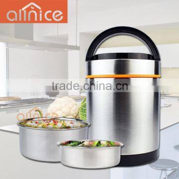 good quality 3 layers thermos sanding surface heat presevation stainless steel vacuum pot/food storage with removable handle