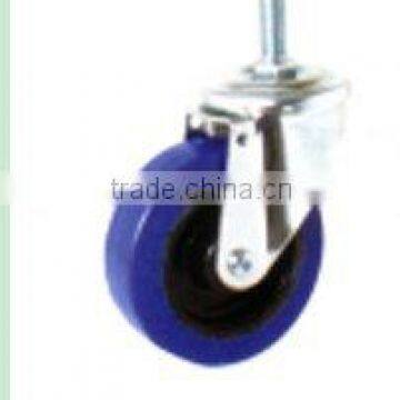 Swivel/Swivel Brake Threaded Stem Castor Fitted with Blue Elastic Rubber, Nylon Center