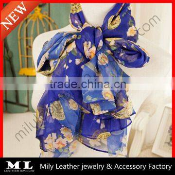 Fashion flowers digital print beach chiffon scarf scarf india