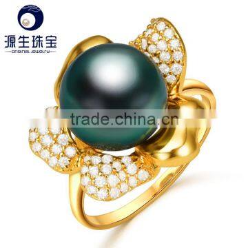 High Luster 8-9mm Black Pearl Ring Designs for Wholesale photo-3