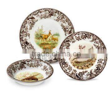 embossed hot sales royal style bone china embossed ceramic plates