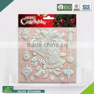 BSCI factory audit Christmas 3D Eco-friendly decorative removable glitter powder sticker