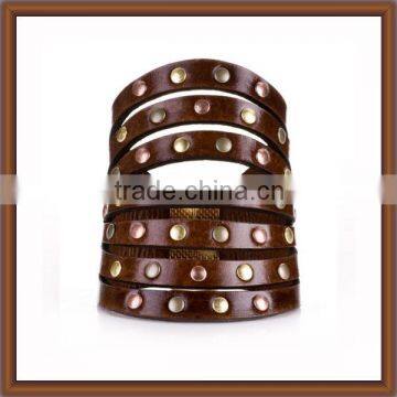 Chunky Cuff Bracelets With Genuine Leather