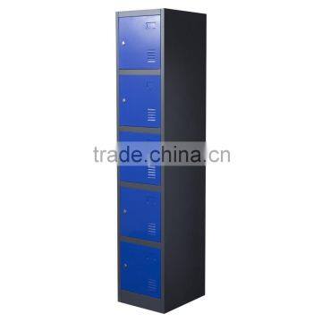 Vertical Single 5 Doors Blue Metal Clothes Locker