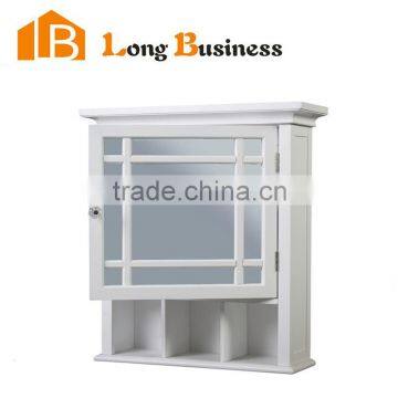 White glass door design bathroom wall cabinet