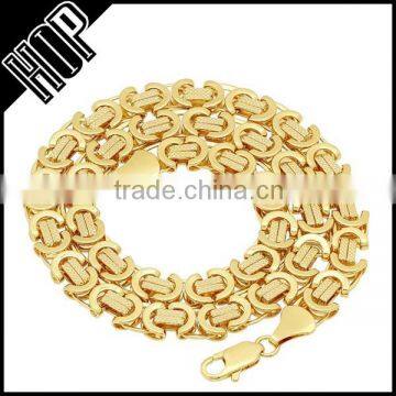 9mm Gold Plated Byzantine Chain Necklace 14k GP