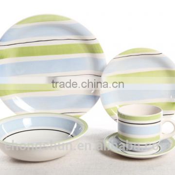 Ceramic stoneware dinner set/16pcs Striped ceramic hand painting dinnerware set