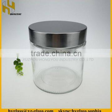 Big cylinder sealed glass storage jar with lid 700ml