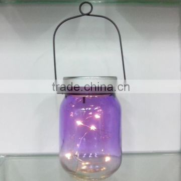 Purple glass bottle battery led camping light portable for short travel