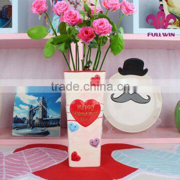 Gorgeous Red Pink Ceramic Vase for Valentine Day