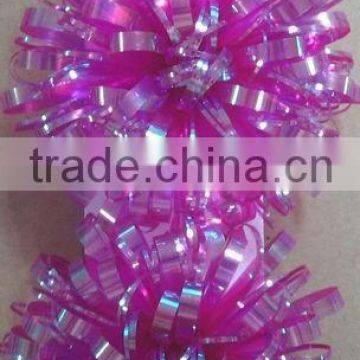 HOT SALE 3.5" Hot-Pink Rainbow / Iridescent PVC Gift Packaging Decoration Sticker Bow