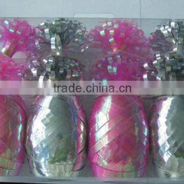 HOT SALE Silver Fushia Metallic Poly Gift Package Ribbon Bow Accessary Pack