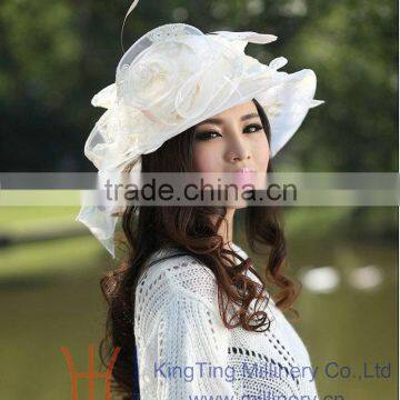 2014 hot sales millinery High quality graceful organza hats for ladies
