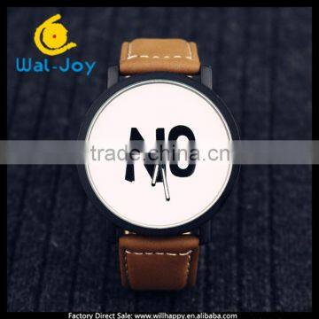 WJ-5349 simple YES NO face hot sale attractive leather strap vintage cheap wholesale couple watch