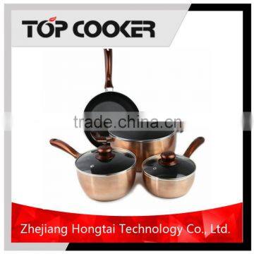 Pressed aluminum non stick copper cookware set