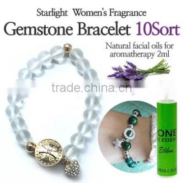 Starlight Womens Fragrance Gemstone Bracelet Tin/Platinum plating/Austria crystal/compression pads/Natural facial oils for aroma