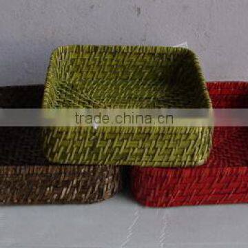 Bamboo woven colorful storage tray