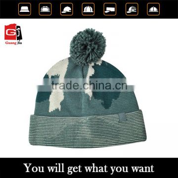 Custom pompom comfortable knitted beanie knitted cap