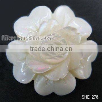 Fashion carved flower shell pendant cabochon