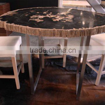 Unique bar table of petrified wood, Indonesia, exclusive look