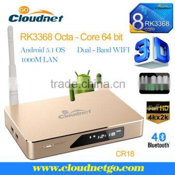 Cloudnetgo CR18S Android tv box RK3368 octa core tv box 2gb RAM 16gb rom Android 5.1 OS 5G wifi