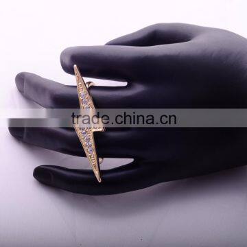 Hot Sale Gold Plated Double Finger Fashion Ring High Quality Lightning Design Rings With Crystal Rhinestone Jewelry photo-5
