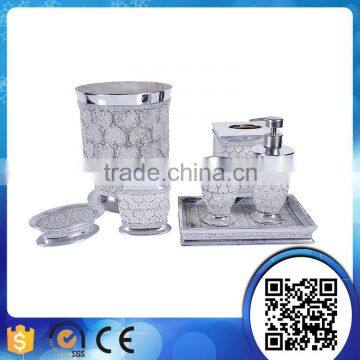 Dongguan factory direct lovely hearty bath set luxury silver carving bathroom accessory set