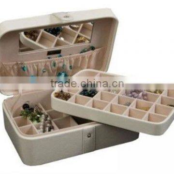 Ivory Faux Leather 48-Section Jewelry Box