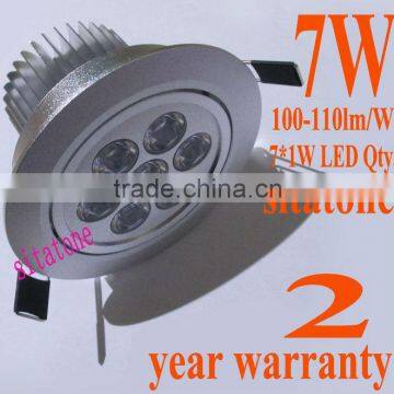 7W led ceiling light,770LM,AC85-265V,7*1W led downlight,2 years warranty