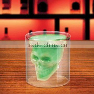 Skull glass cup/ handmade glass cup/ square glass cup