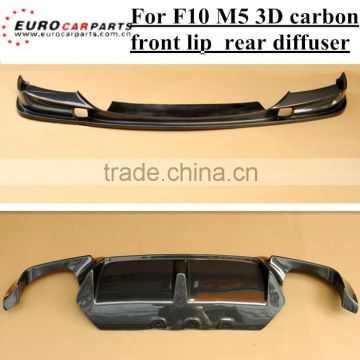 F10 M5 3D carbon fiber front lip with rear diffuser fit for 5series F10 M5