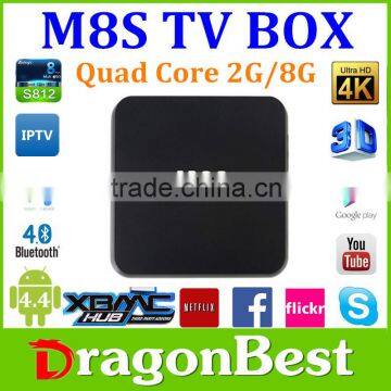 High Quality M8s Android Smart TV Box Amlogic S812 Chip AP6330 4K 2G/8G Dual band wifi Full HD