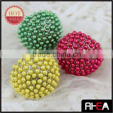 2014 Colorful Ball Design Fashion Ring Jewelry with Small beaded