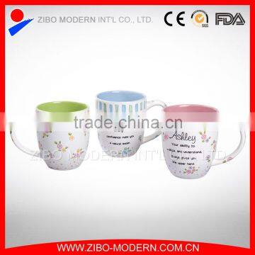 factory supply good quality 14oz coated inner color porcelain mug